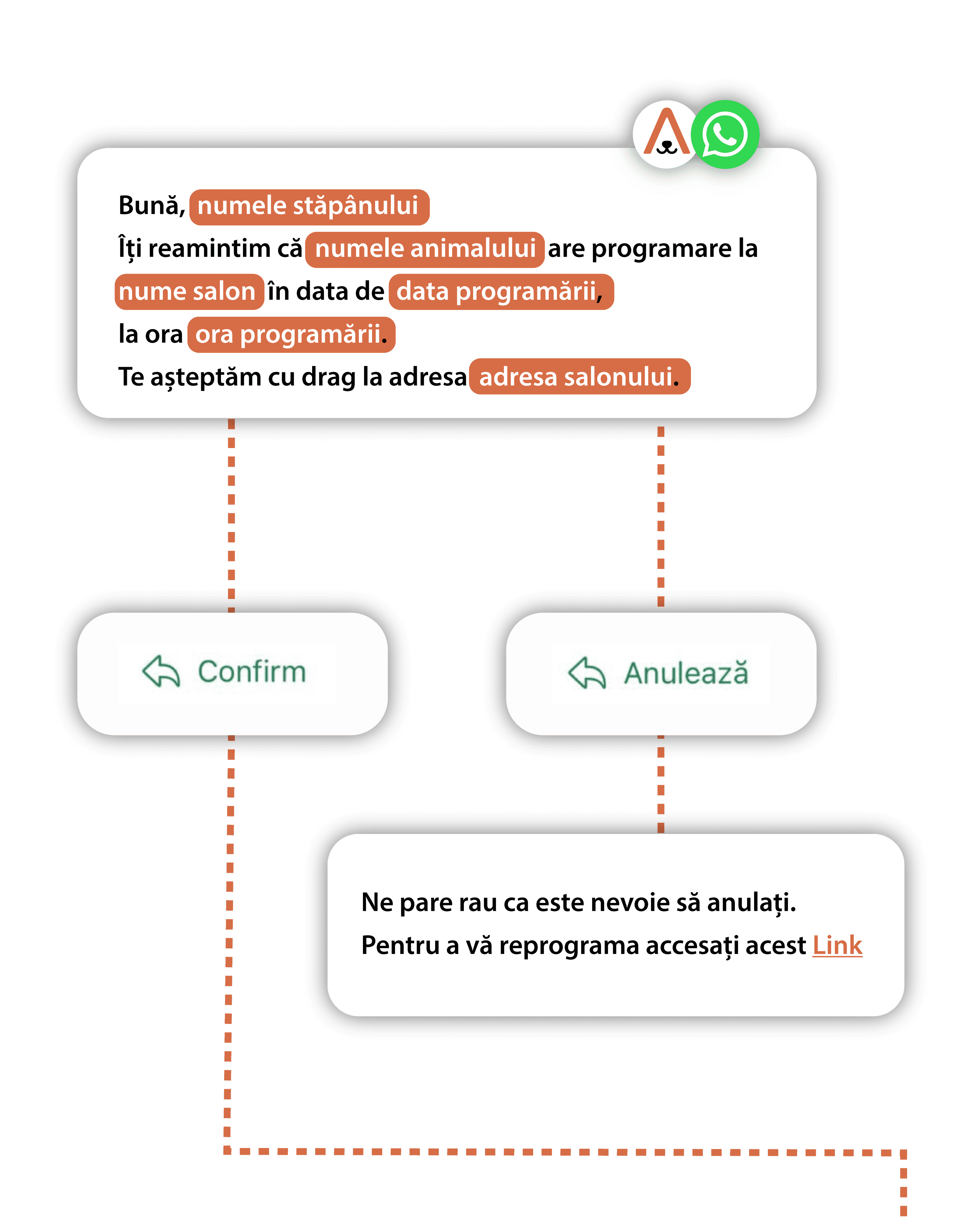 Confirmări automate pe WhatsApp